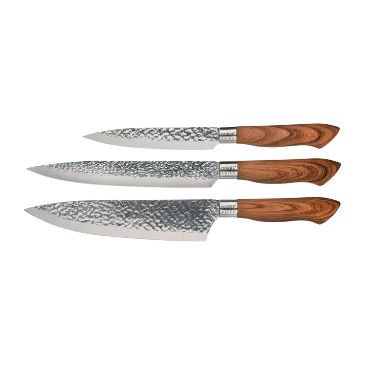 Set de cuchillos de acero inoxidable Akira, 3 cuchillos - Marrón - Dorre