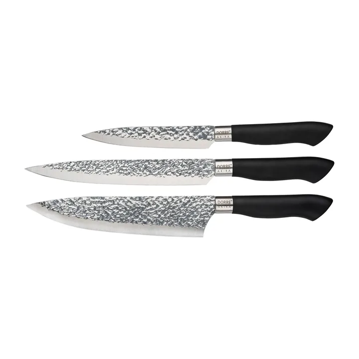 Set de cuchillos de acero inoxidable Akira, 3 cuchillos - Negro - Dorre