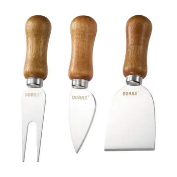 Set de cuchillos para queso Olva - Madera de acacia, acero inoxidable, 3 piezas, 13 cm - Dorre