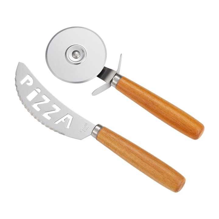 Set de pizza Pino, cuchillo y cortador de pizza - acacia-acero inoxidable - Dorre