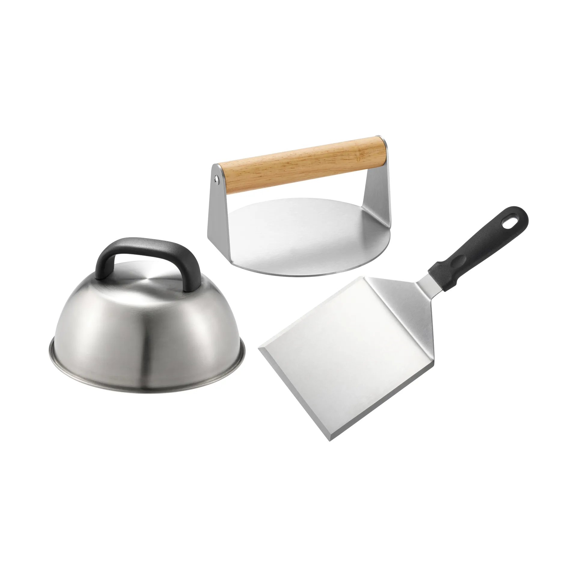 Set para smash burger Sarika, Acero inoxidable, 3 piezas Dorre