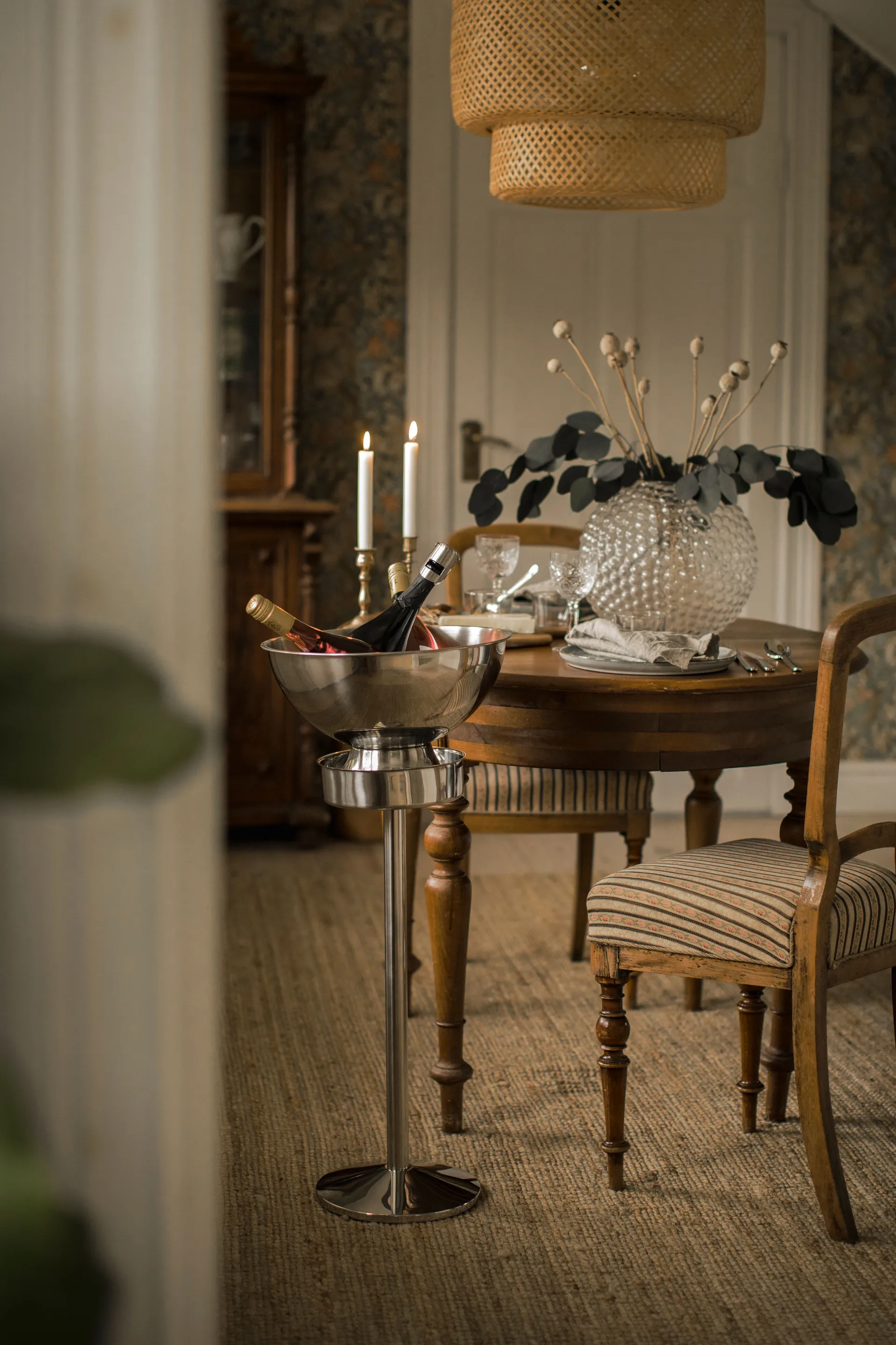 Soporte para botella vino y champán Butler 65 cm, acero inoxidable Dorre