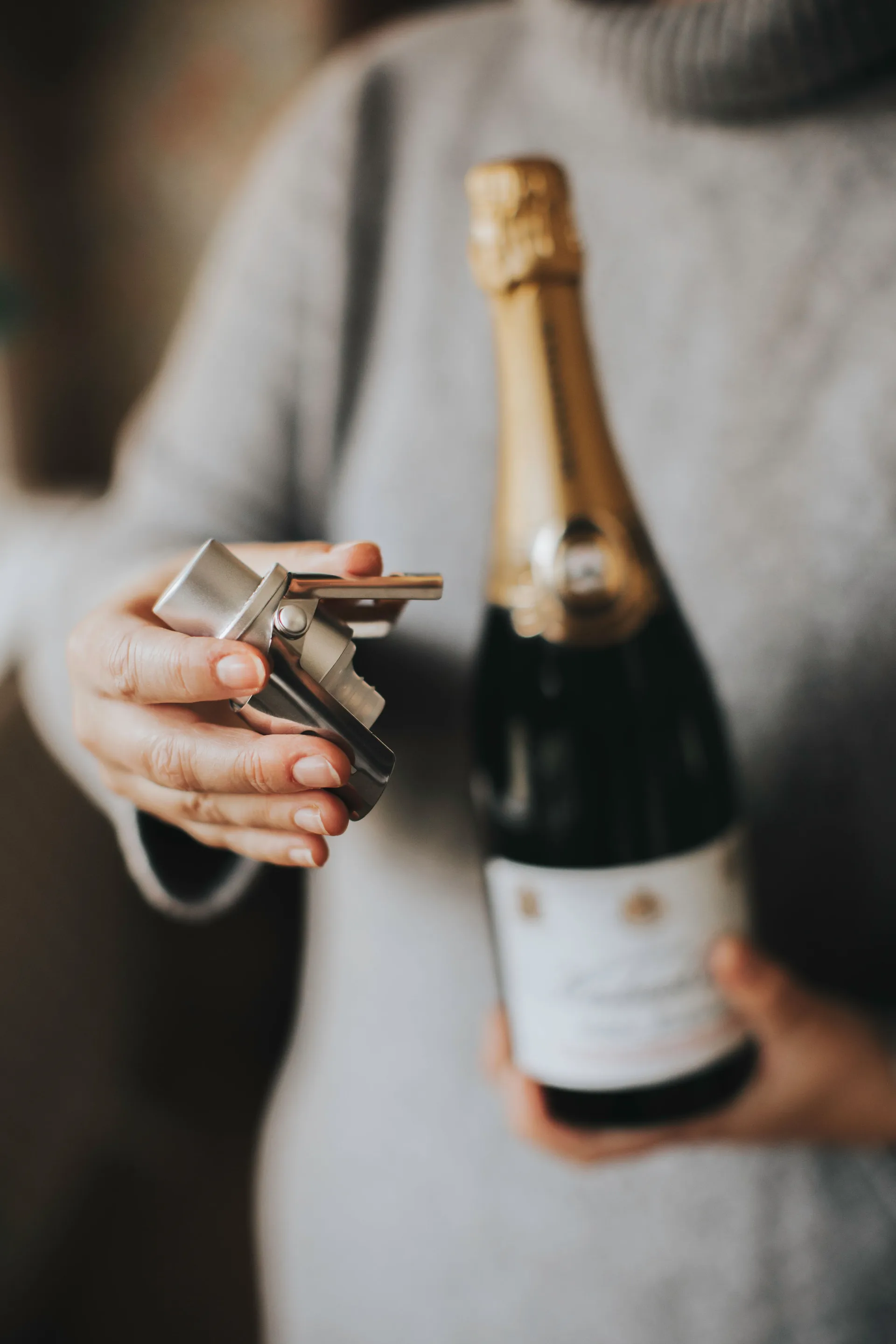 Tapón botella de champán Pump it, plata Dorre