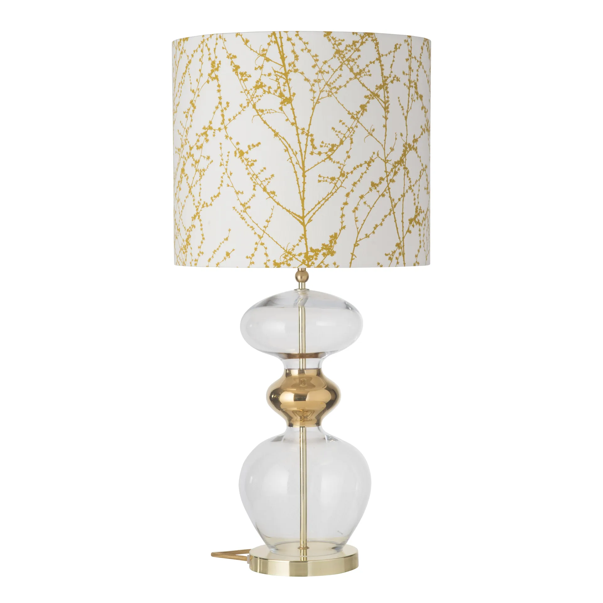 Pie de lámpara Futura, transparente con cable dorado EBB & FLOW