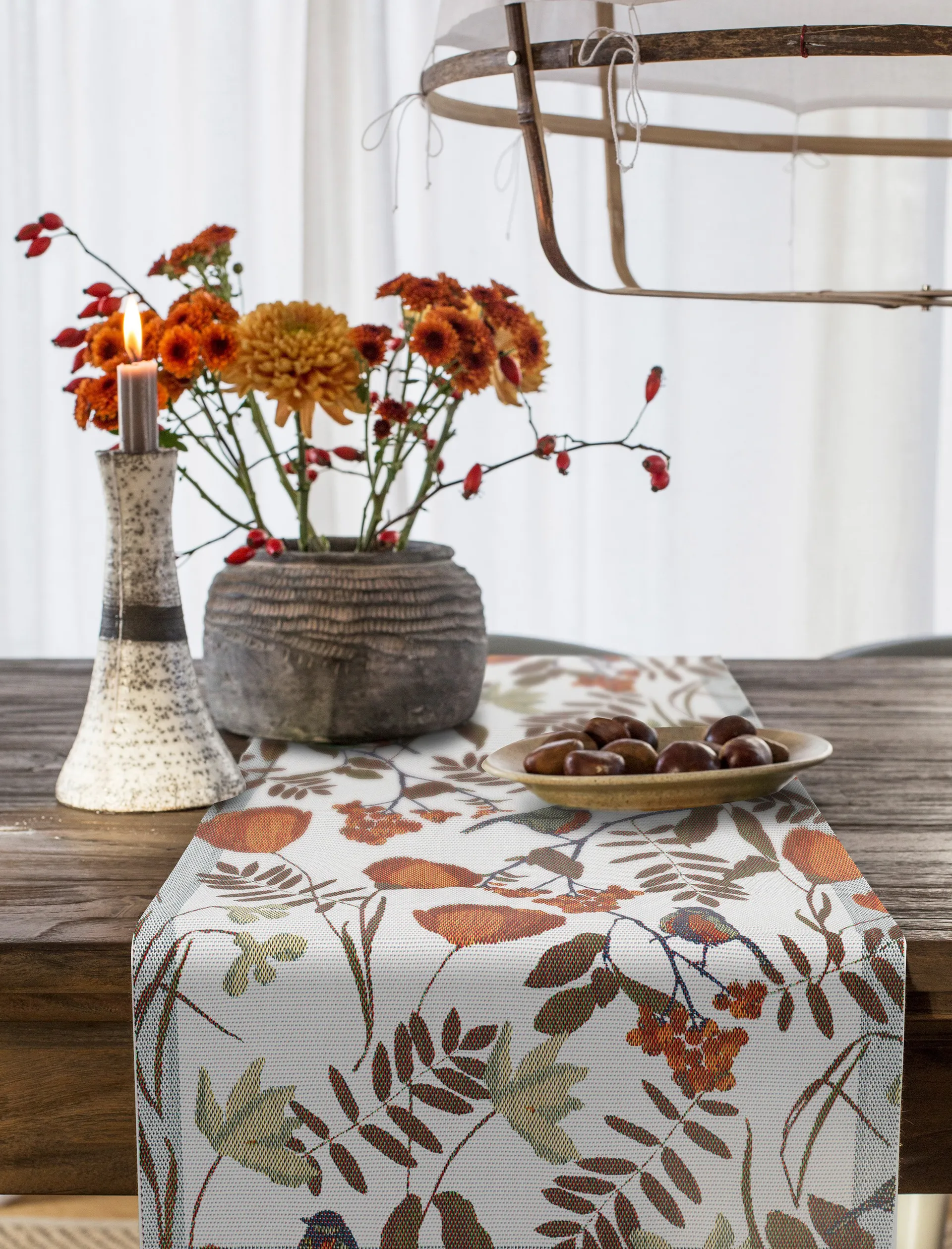 Camino de mesa Fåglabäck 35x120 cm, Marrón Ekelund Linneväveri