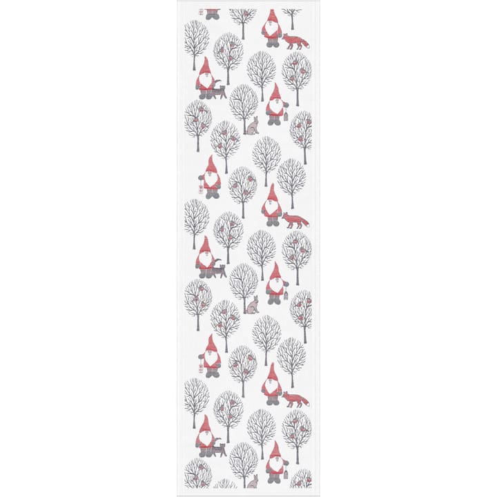 Camino de mesa Tomteliv 35x120 cm - gris-rojo - Ekelund Linneväveri