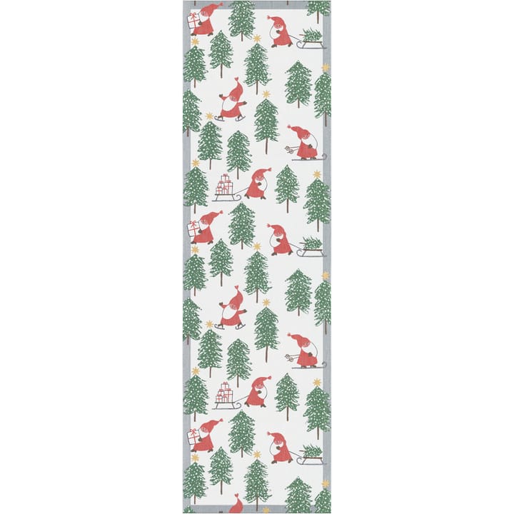 Camino de mesa Tomtesprång 35x120 cm - blanco-verde-rojo - Ekelund Linneväveri