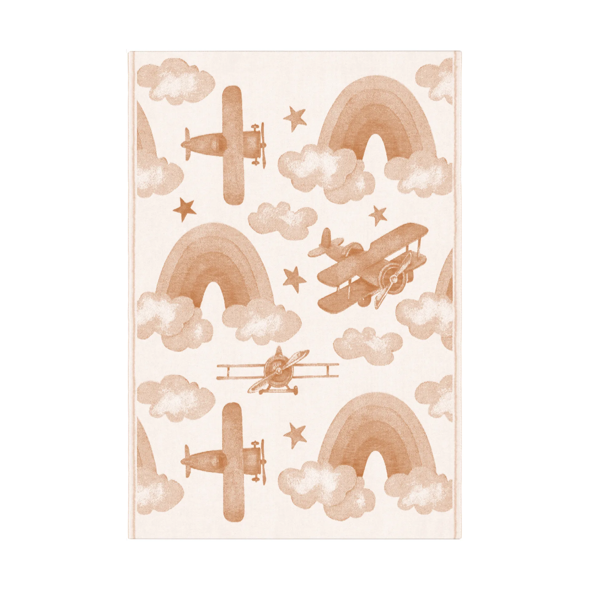 Manta infantil Airplane 72x105 cm, Marrón Ekelund Linneväveri