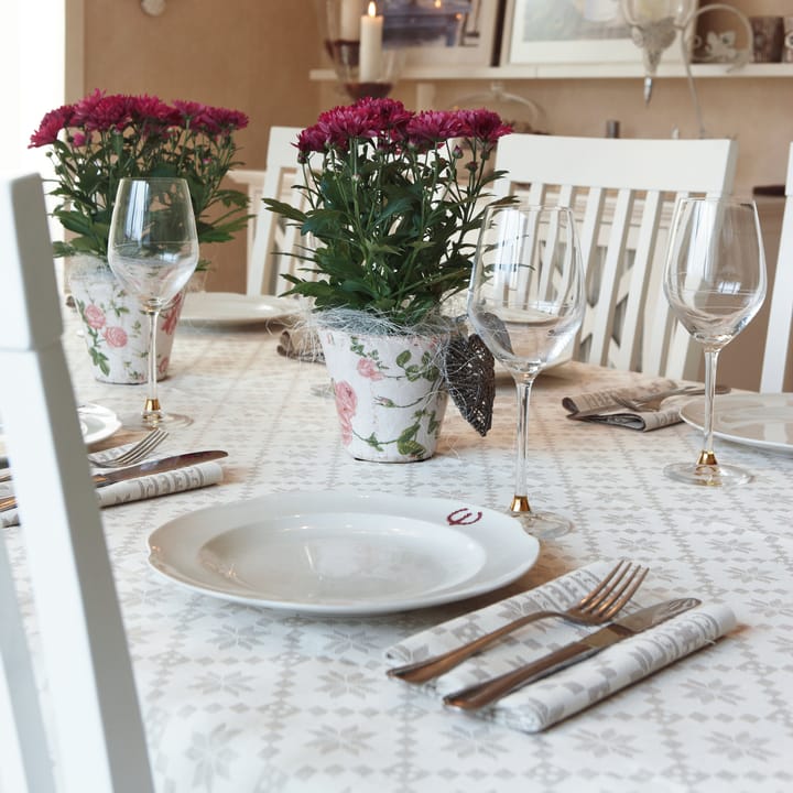 Mantel Åttebladrose beige, 150x260 cm Ekelund Linneväveri