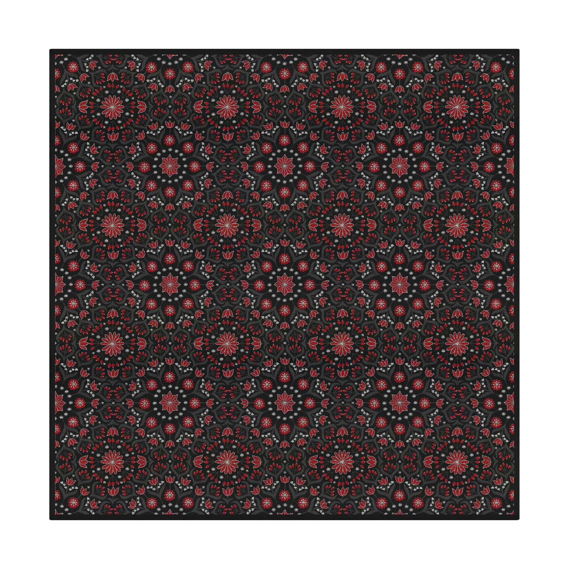 Mantel Bettys jul 145x145 cm, Rojo-negro Ekelund Linneväveri