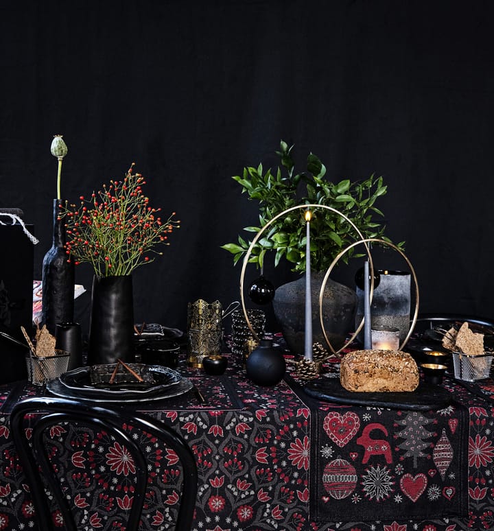 Mantel Bettys jul 145x300 cm, Rojo-negro Ekelund Linneväveri