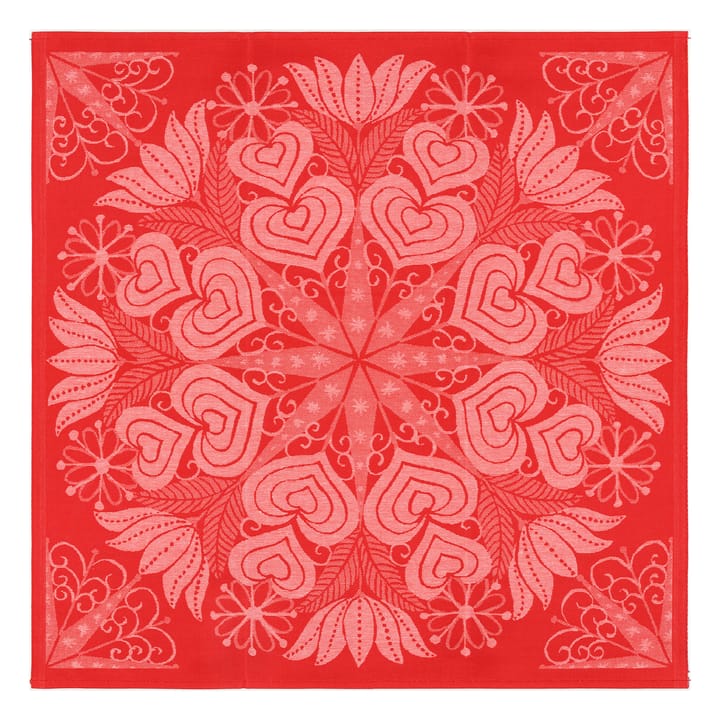 Mantel Hjärtbo 80x80 cm - rojo - Ekelund Linneväveri