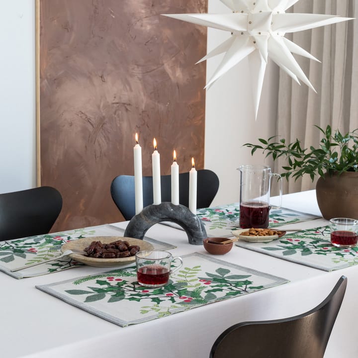 Mantel individual Julia 35x48 cm, blanco-verde Ekelund Linneväveri