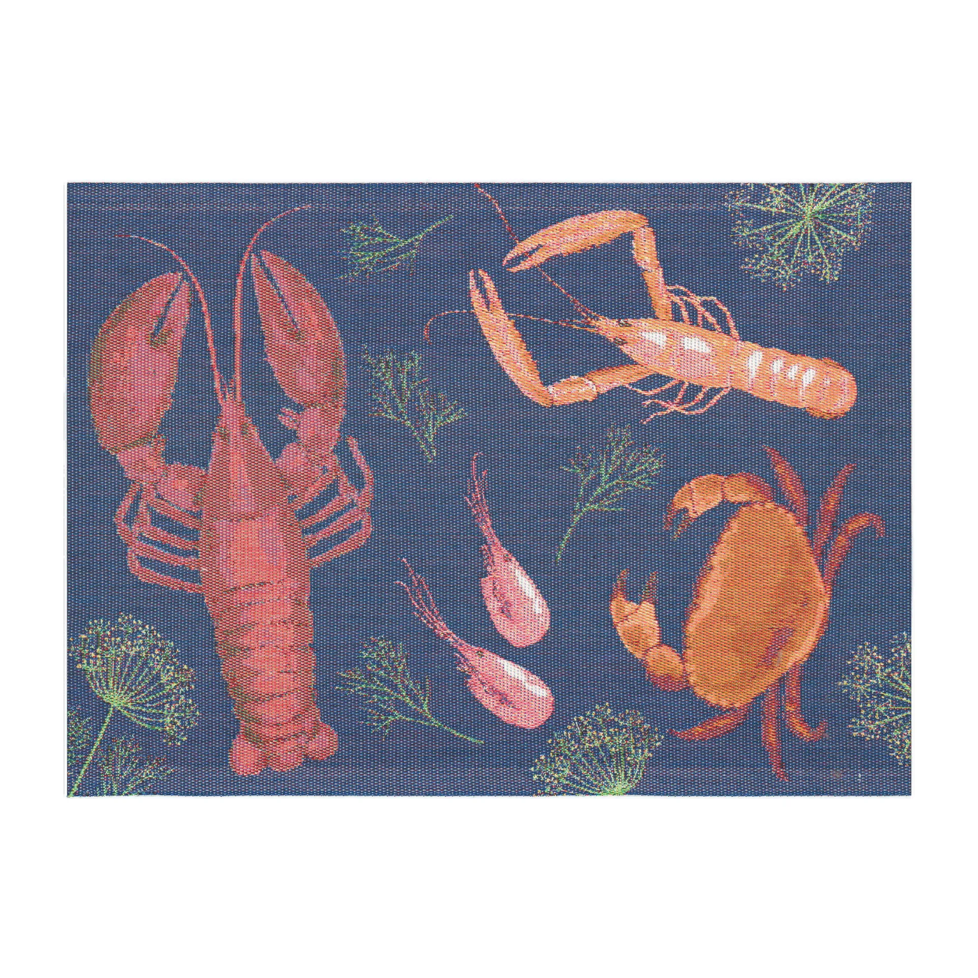 Mantel individual Skaldjursfest, 35x48 cm Ekelund Linneväveri