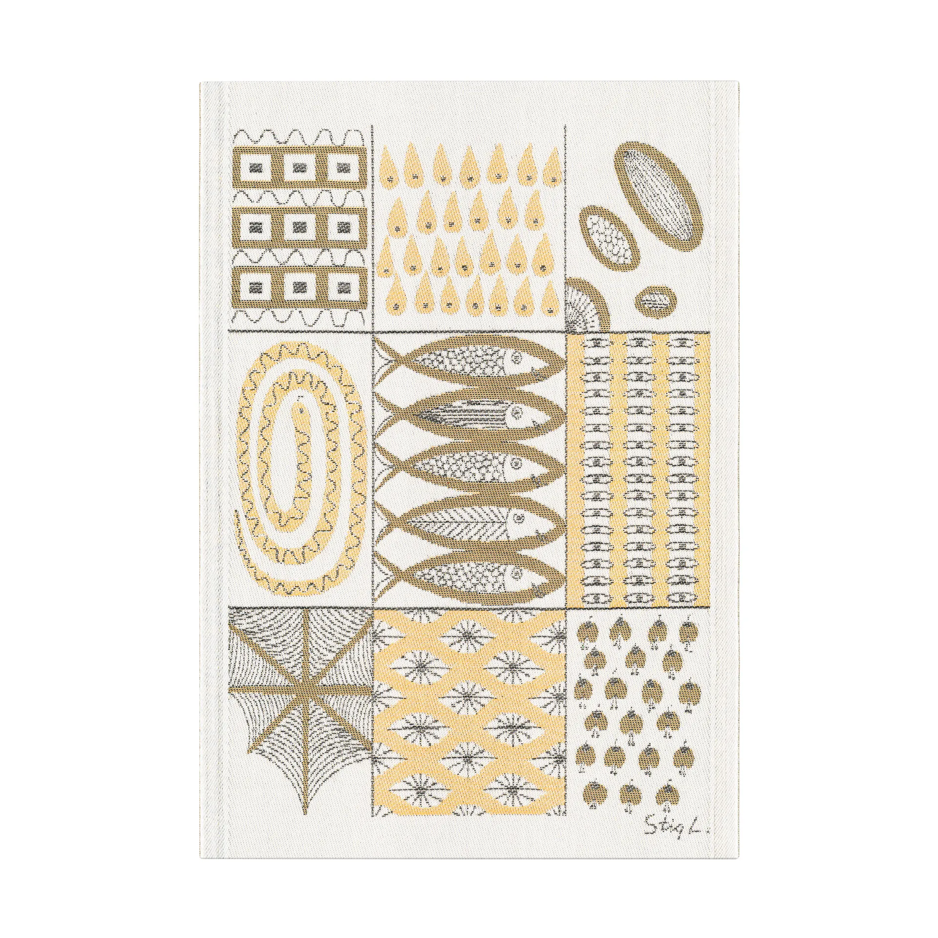 Paño de cocina Fiskglänta 35x50 cm, Amarillo Ekelund Linneväveri