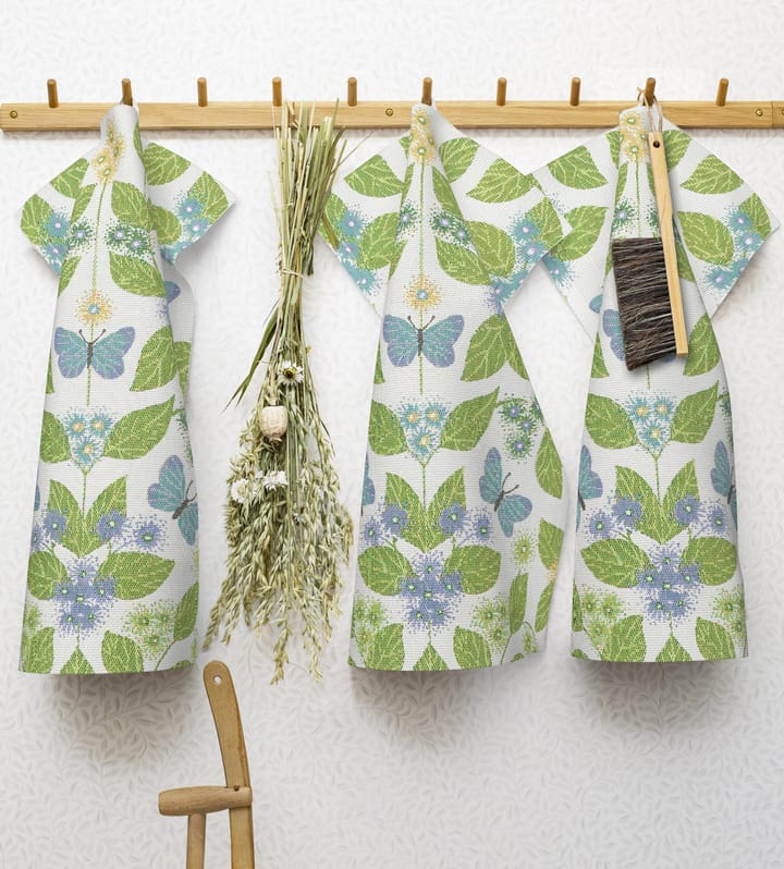 Paño de cocina Fjärilsdröm 35x50 cm, verde Ekelund Linneväveri