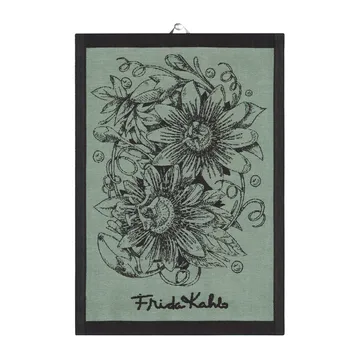 Paño de cocina Frida Kahlo Mi Jardin 35x50 cm - negro - Ekelund Linneväveri