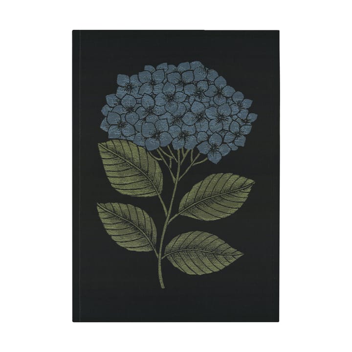 Paño de cocina Hydrangea 48x70 cm - Negro-azul - Ekelund Linneväveri