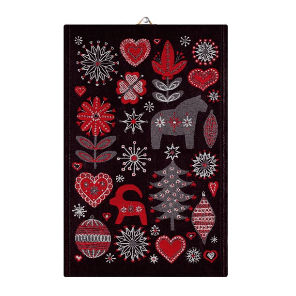 Paño de cocina Julnatt - negro, 48x70 cm - Ekelund Linneväveri