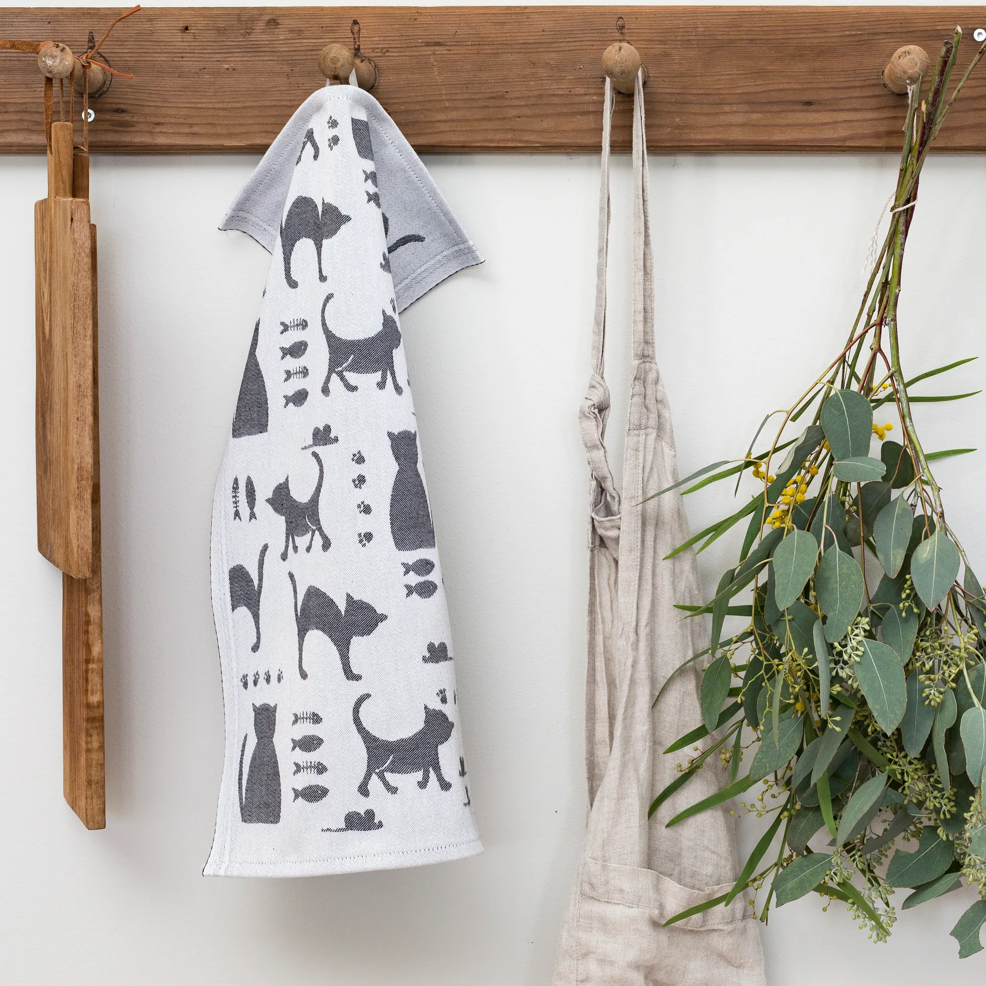 Paño de cocina Kattliv 48x70 cm, gris Ekelund Linneväveri