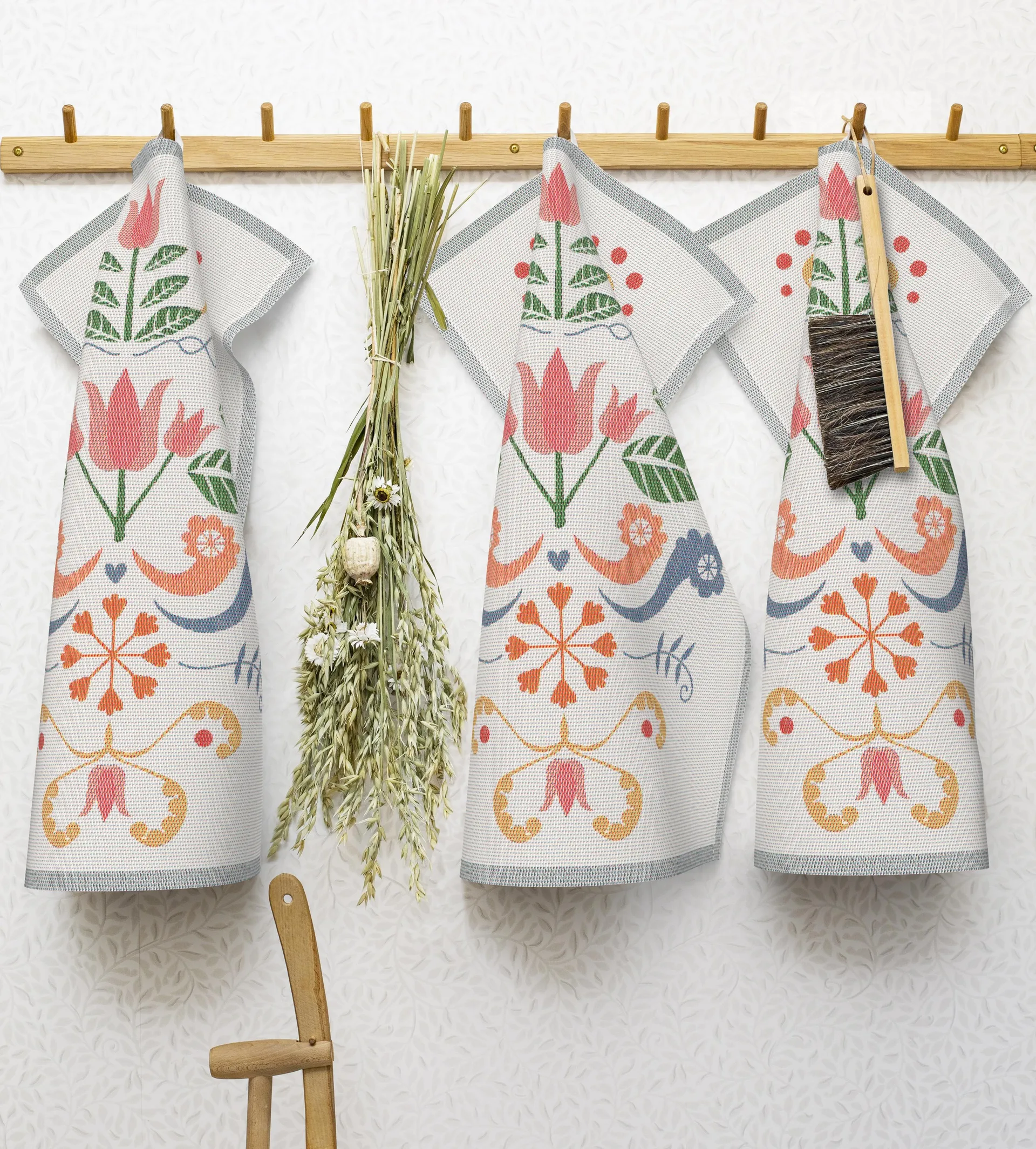 Paño de cocina Lindas tulpan 40x60 cm, Rosa-gris Ekelund Linneväveri