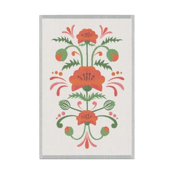 Paño de cocina Lindas vallmo 40x60 cm - Naranja-gris - Ekelund Linneväveri