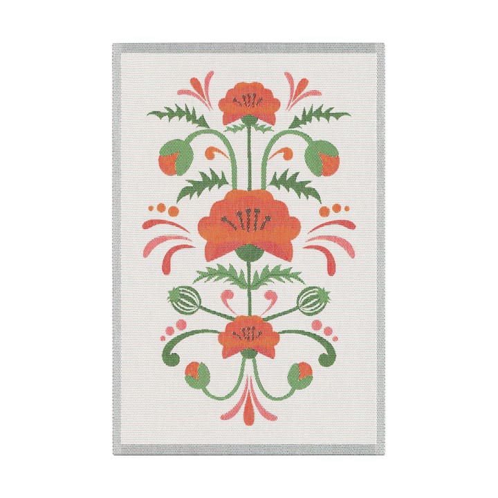 Paño de cocina Lindas vallmo 40x60 cm - Naranja-gris - Ekelund Linneväveri