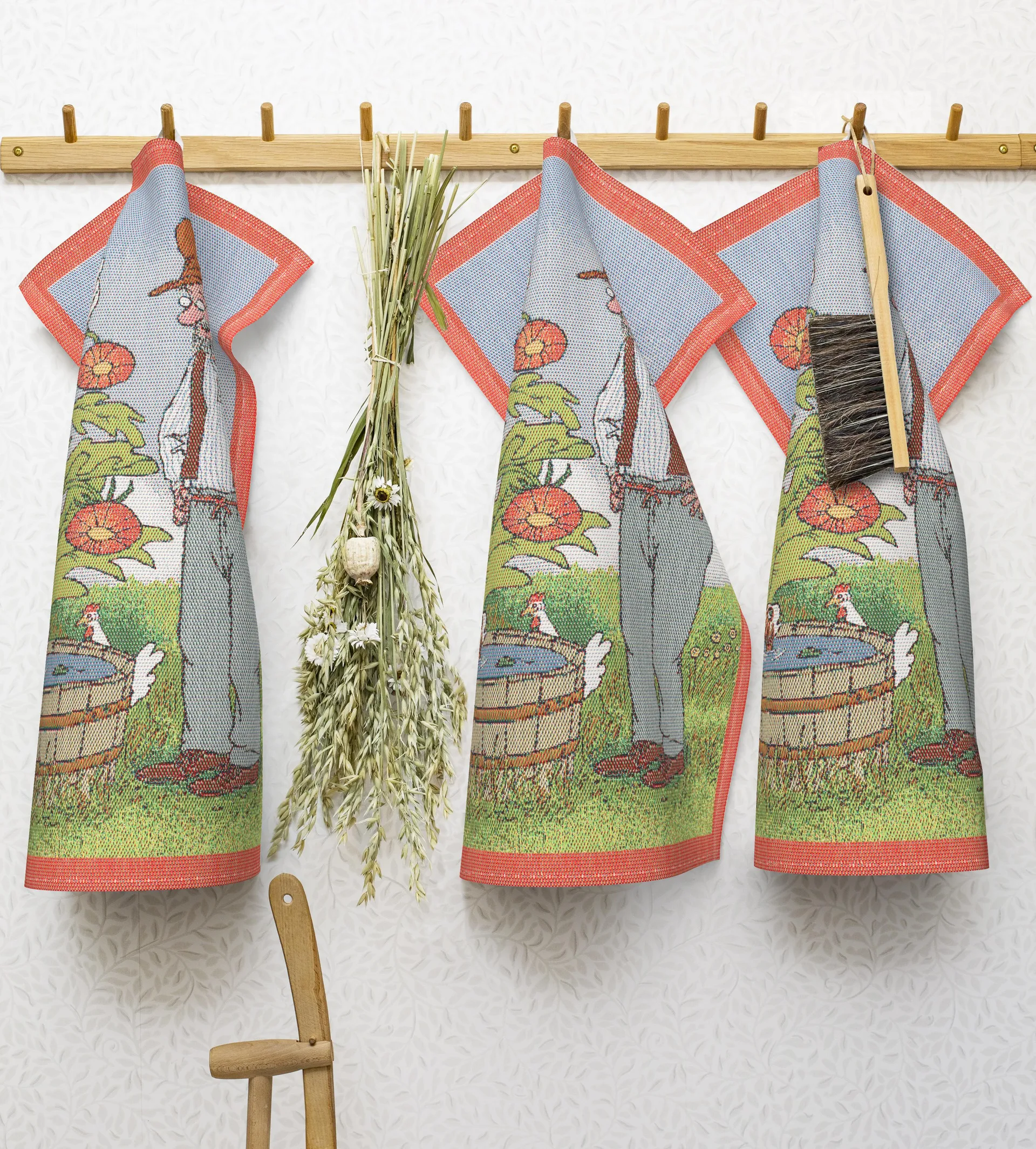 Paño de cocina Pettson & Findus, Findus se baña Ekelund Linneväveri