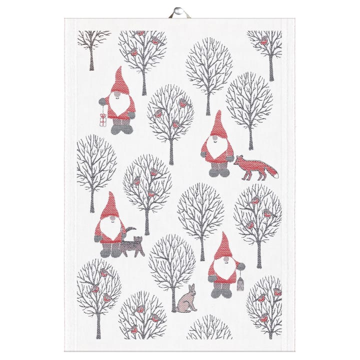 Paño de cocina Tomteliv 35x50 cm - gris-rojo - Ekelund Linneväveri