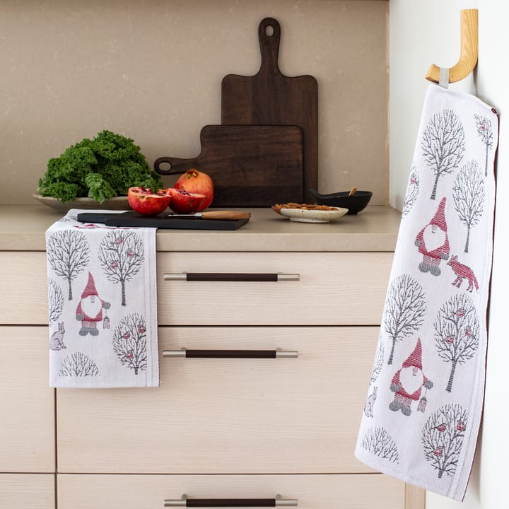 Paño de cocina Tomteliv 35x50 cm, gris-rojo Ekelund Linneväveri