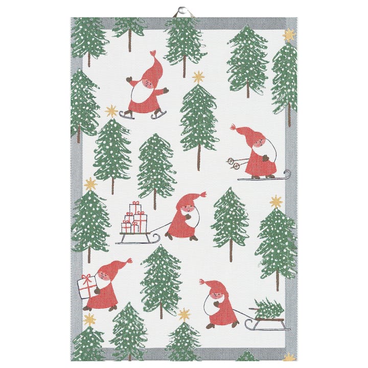 Paño de cocina Tomtesprång 40x60 cm - blanco-verde-rojo - Ekelund Linneväveri