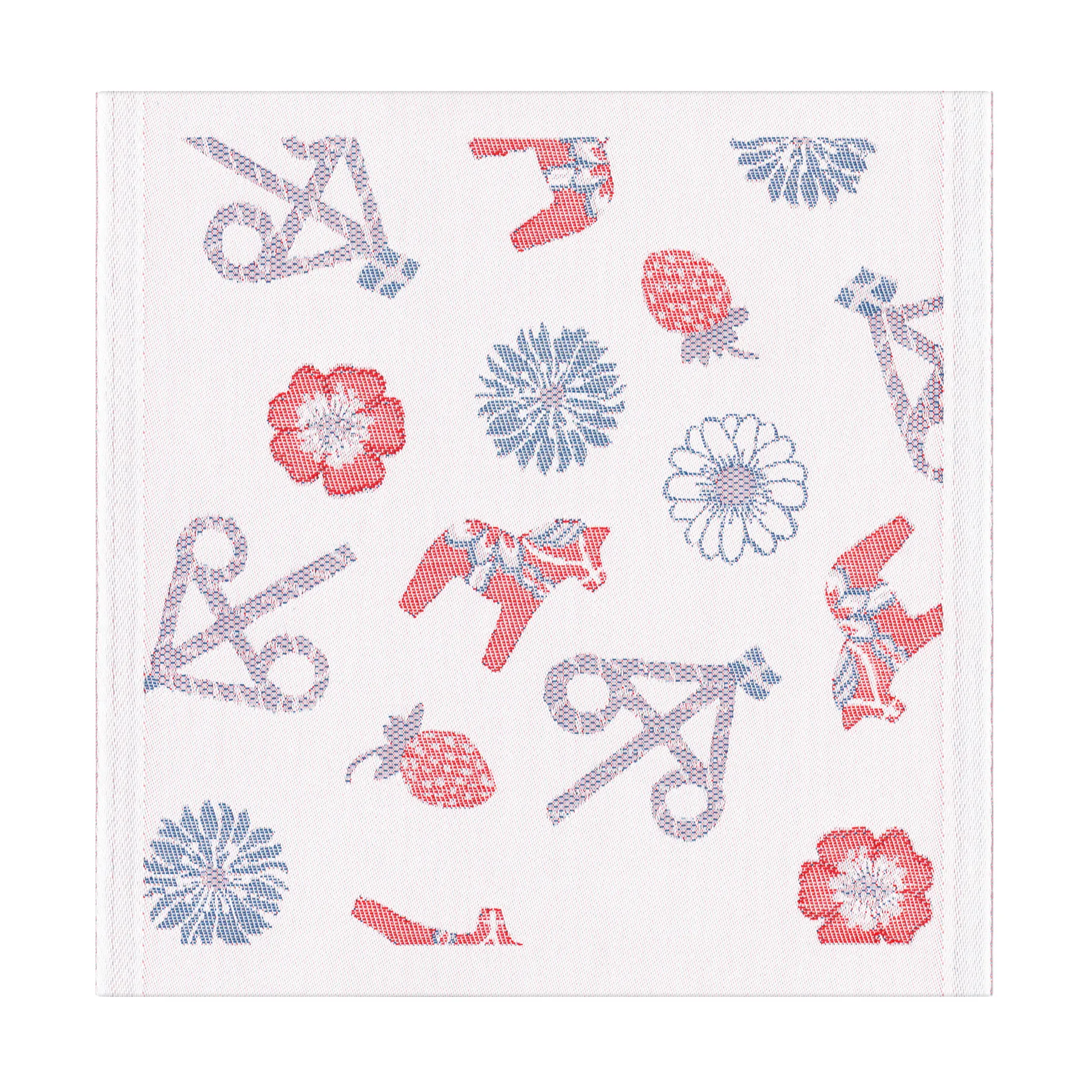 Servilleta Dalasommar 35x35 cm, Azul-rojo Ekelund Linneväveri