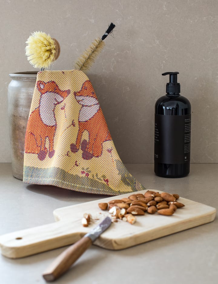 Trapo de cocina Rävar 35x25 cm, Beige-naranja Ekelund Linneväveri