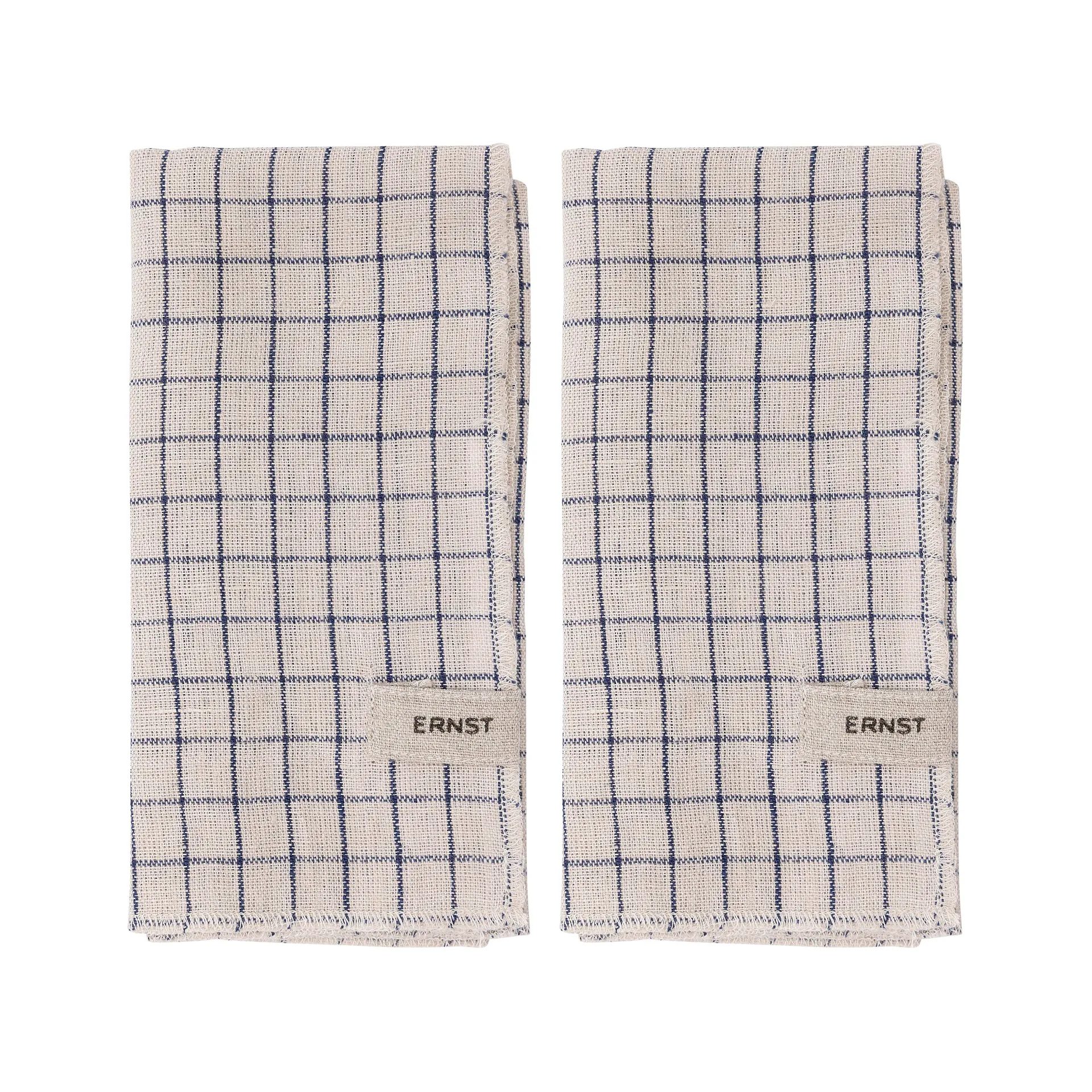 2 Servilletas a cuadros Ernst 40x40 cm, Azul-beige ERNST