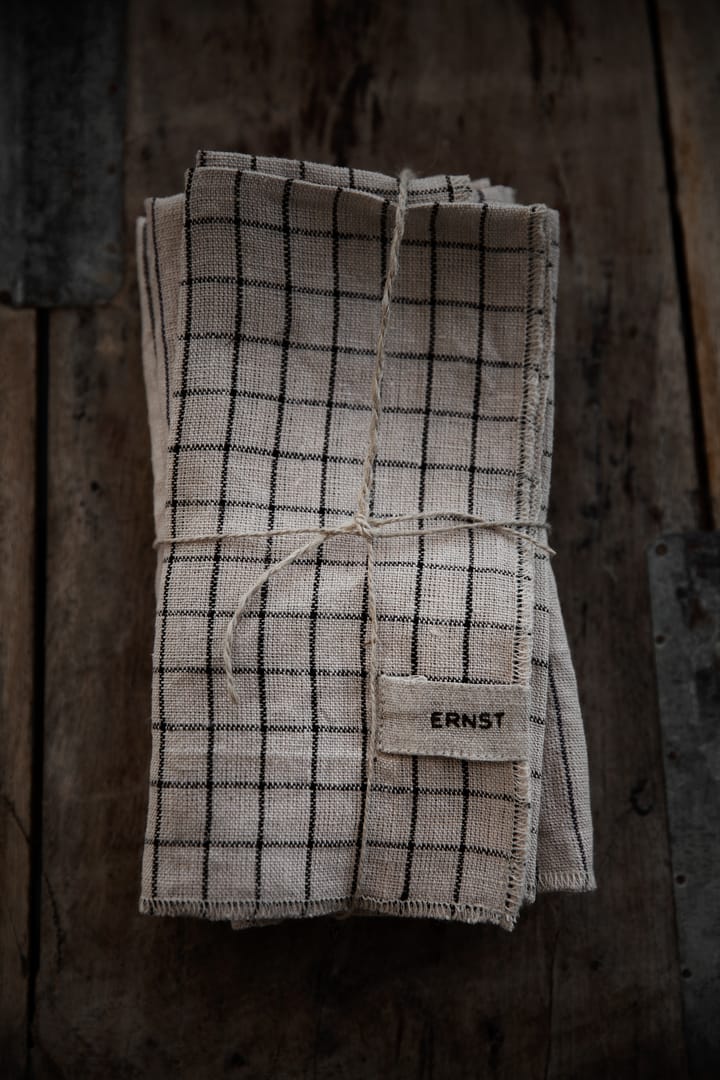 2 Servilletas a cuadros Ernst 40x40 cm, Negro-beige ERNST