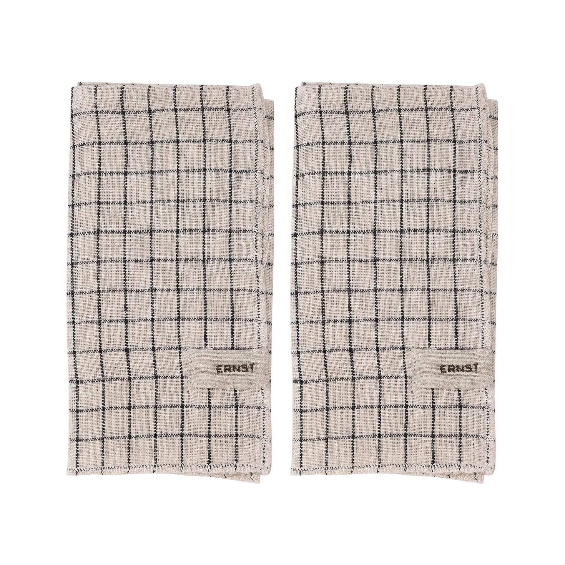 2 Servilletas a cuadros Ernst 40x40 cm, Negro-beige ERNST