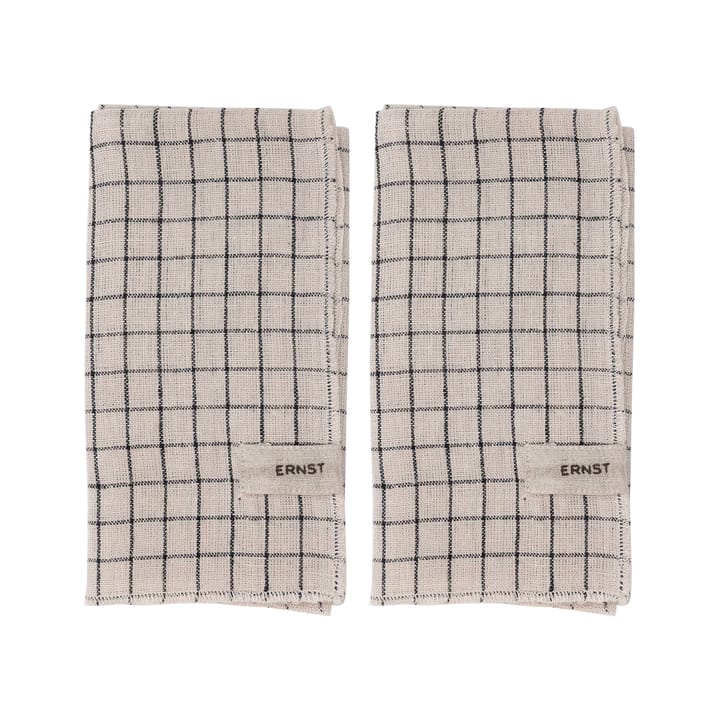 2 Servilletas a cuadros Ernst 40x40 cm, Negro-beige ERNST