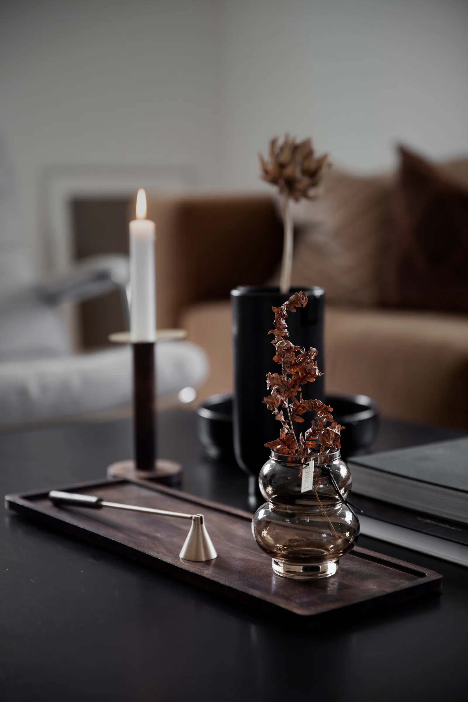 Bandeja de madera Ernst 15x30 cm, marrón oscuro ERNST