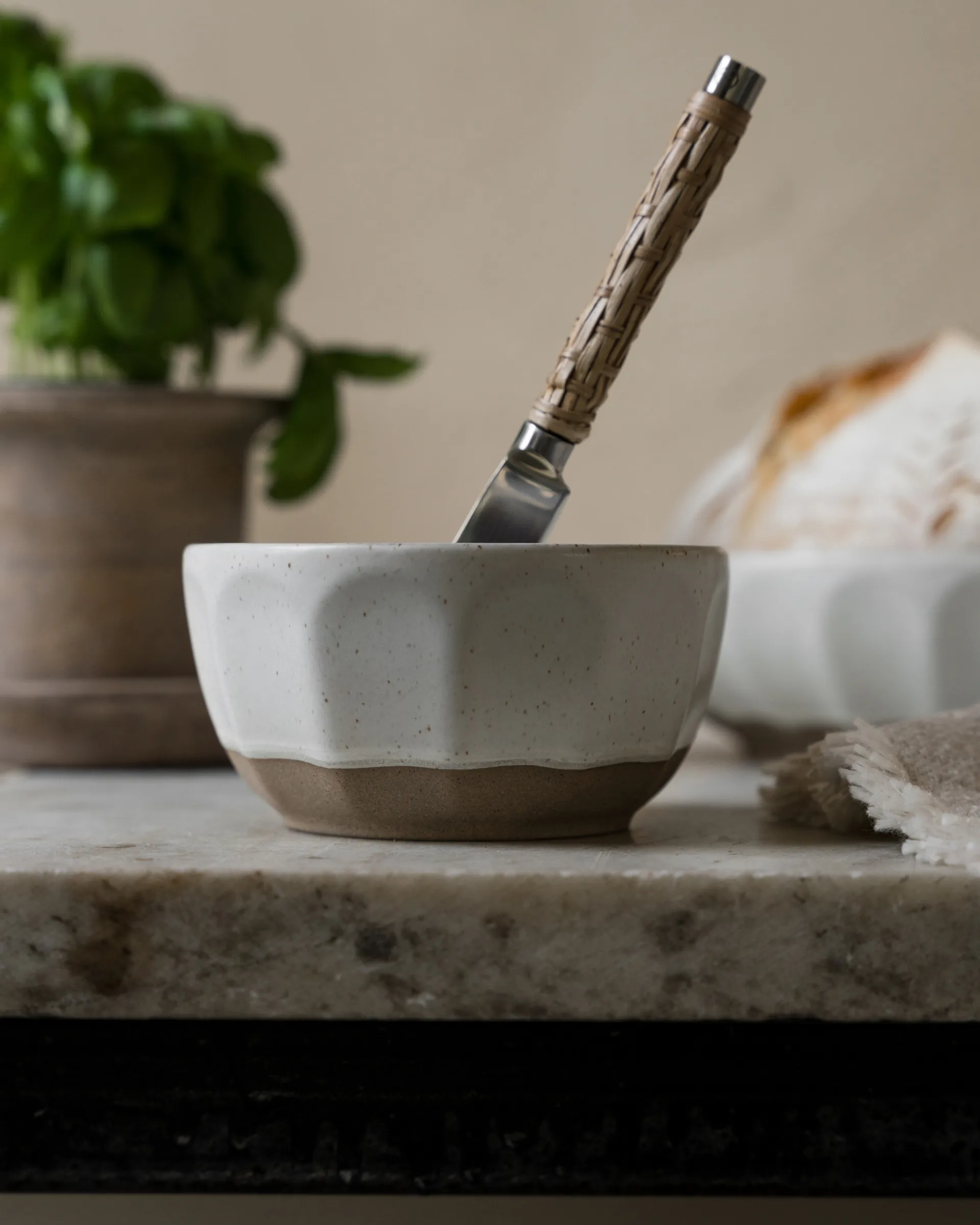 Bol Ernst de gres, Blanco-natural, Ø12 cm ERNST