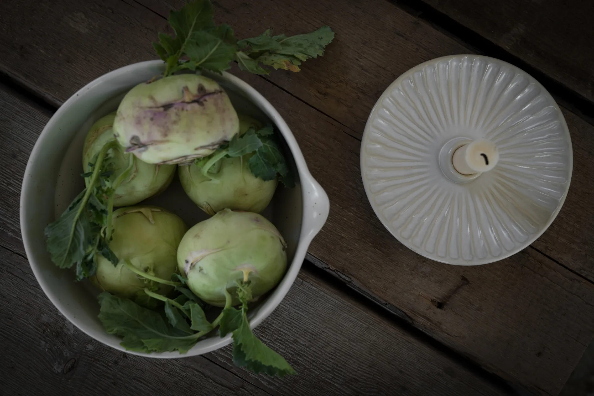 Candelabro con plato Ernst, Blanco natural ERNST