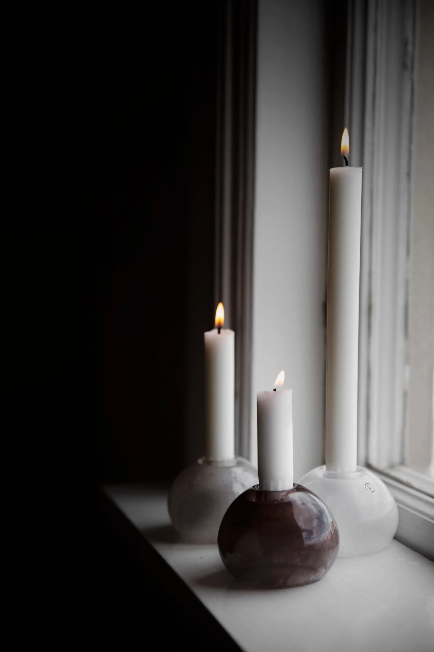 Candelabro de vidrio Ernst Ø9 cm, Marrón ERNST