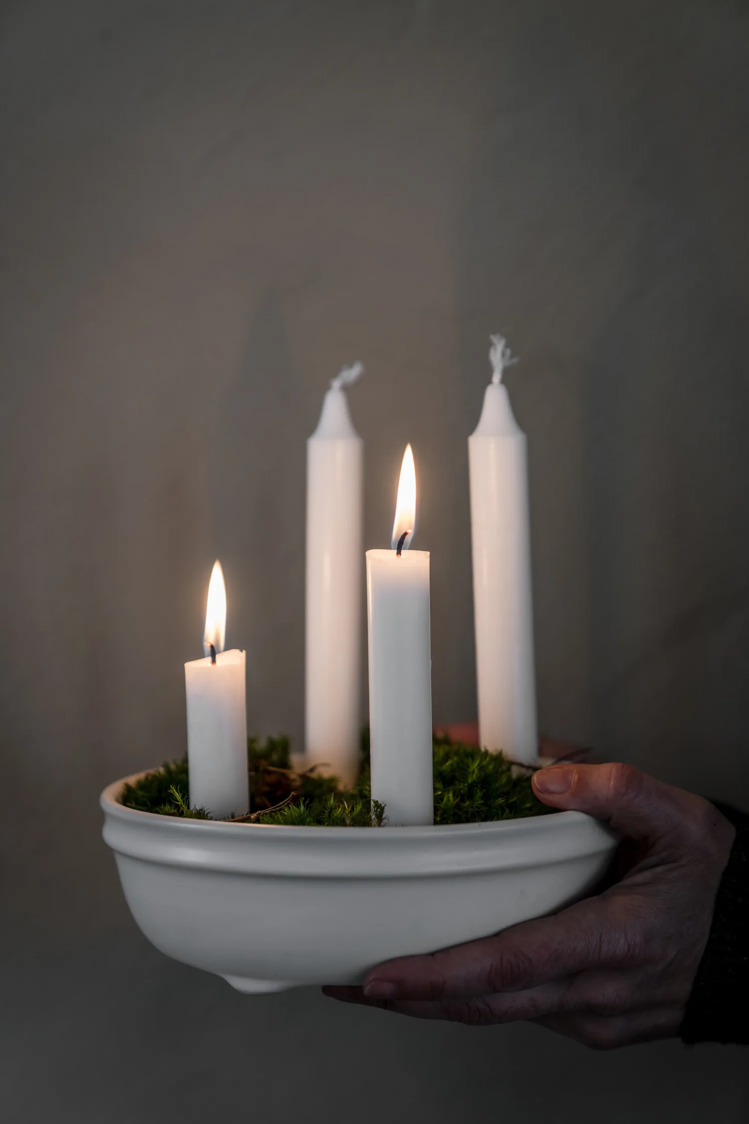 Candelabro Ernst 4 velas, Glaseado blanco natural ERNST