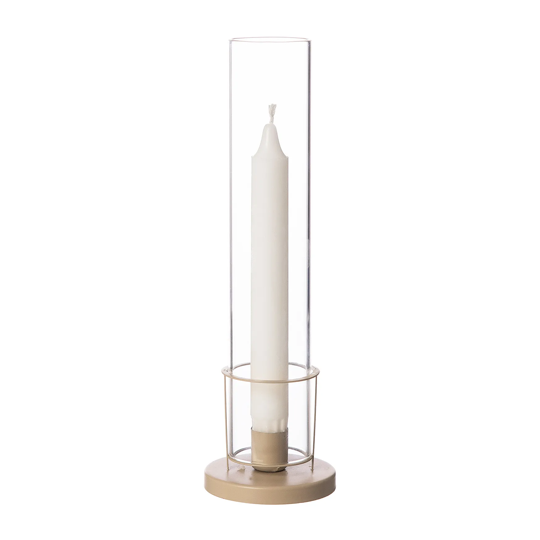 Candelabro Ernst estrecho cilindro de vidrio, Beige ERNST