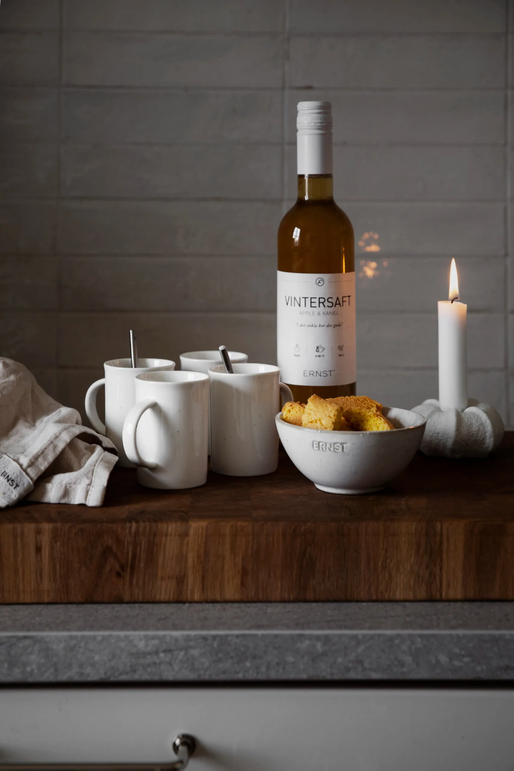 Candelabro Ernst gres Ø7,5 cm, Blanco natural ERNST