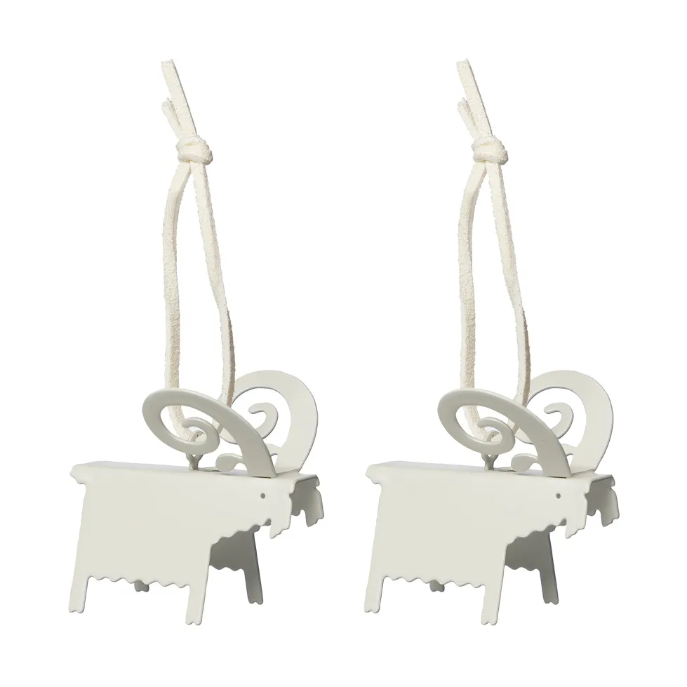 Colgante navideño Ernst cabra, 2-pack, Blanco 5 cm ERNST