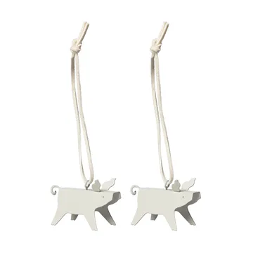 Colgante navideño Ernst cerdo, 2-pack - Blanco 5 cm - ERNST