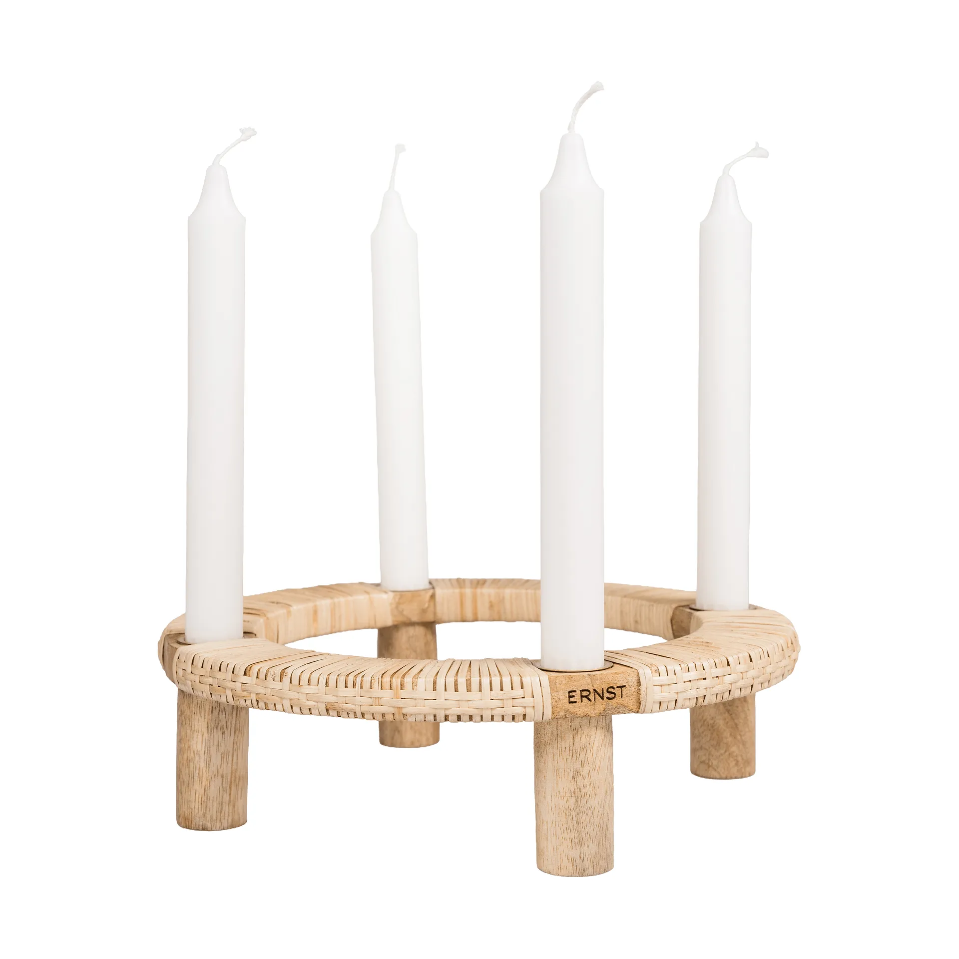 Ernst candelabro redondo para 4 velas, Madera clara ERNST