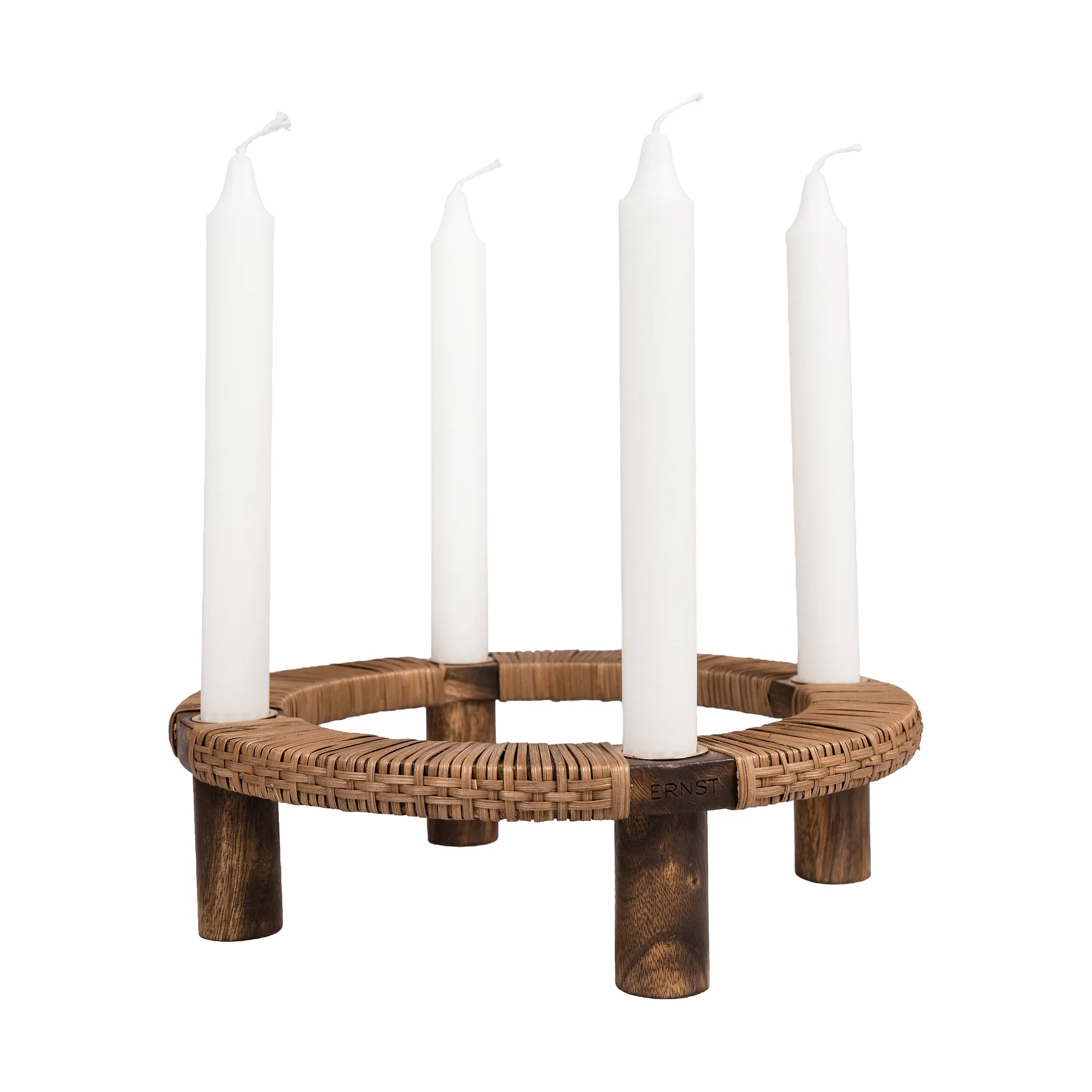 Ernst candelabro redondo para 4 velas, Madera oscura ERNST