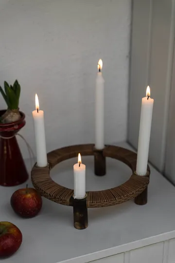 Ernst candelabro redondo para 4 velas - Madera oscura - ERNST