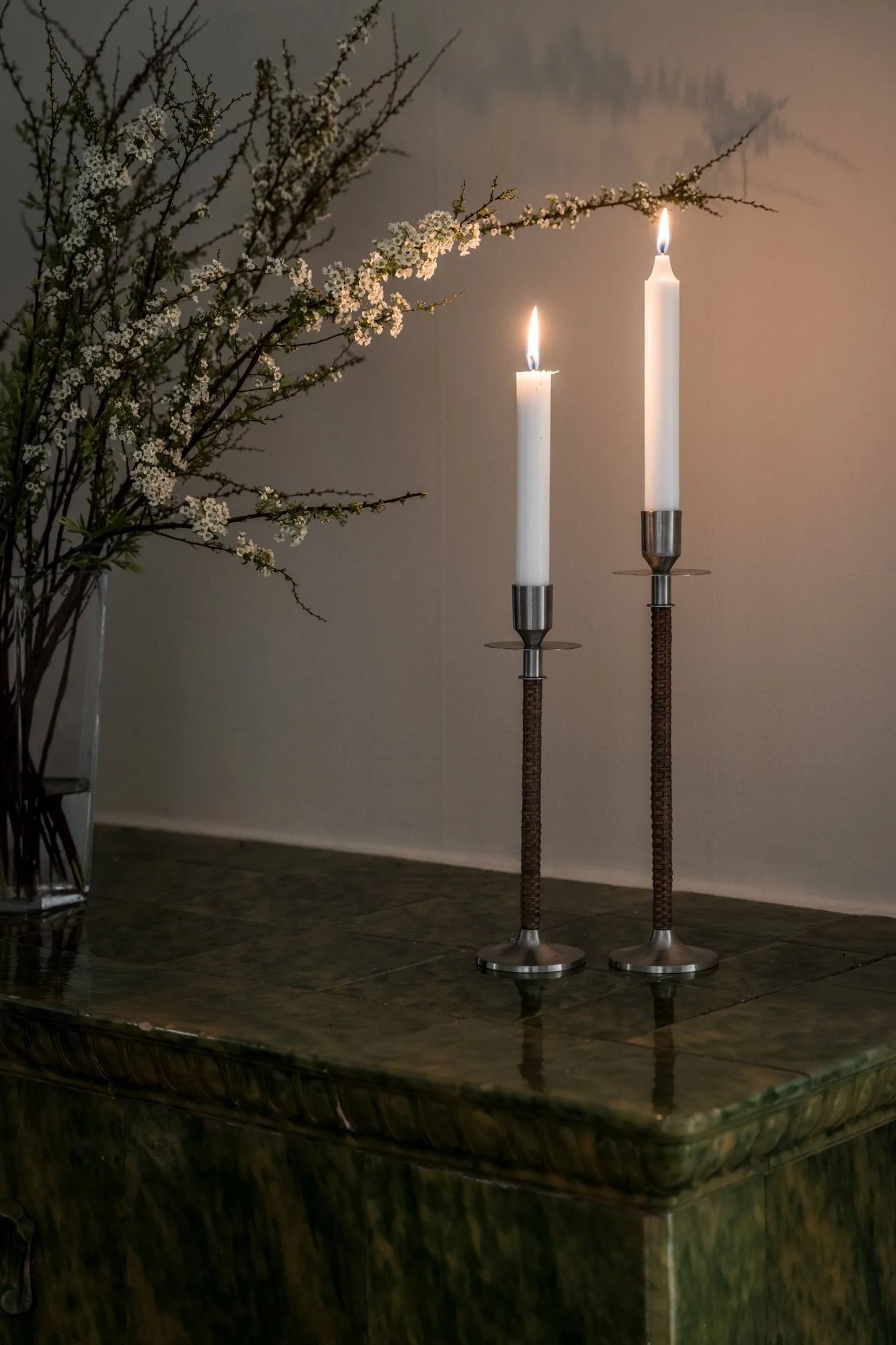Ernst candelabro trenzado, Acero cepillado, Ø8x25 cm ERNST